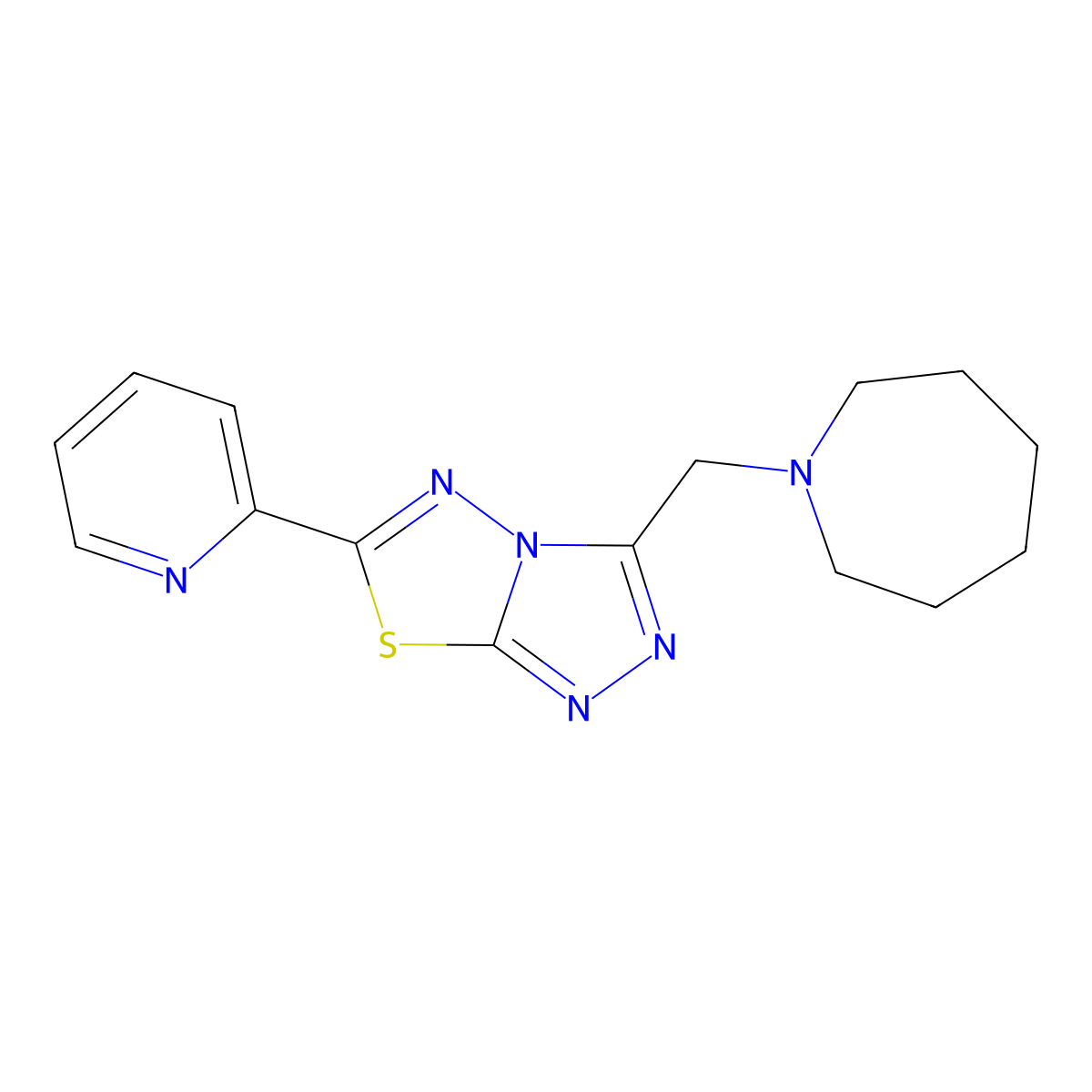 3-(1-Azepanylmethyl)-6-(2-pyridinyl)[1,2,4]triazolo[3,4-b][1,3,4]thiadiazole molecular structure, CAS 1260913-05-0