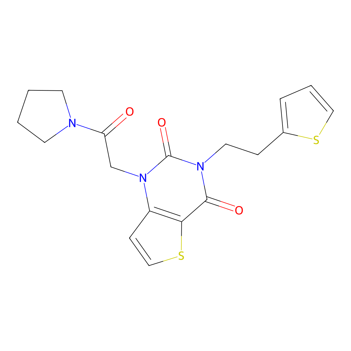 1-(2-oxo-2-(pyrrolidin-1-yl)ethyl)-3-(2-(thiophen-2-yl)ethyl)thieno[3,2-d]pyrimidine-2,4(1H,3H)-dione molecular structure, CAS 1260913-07-2