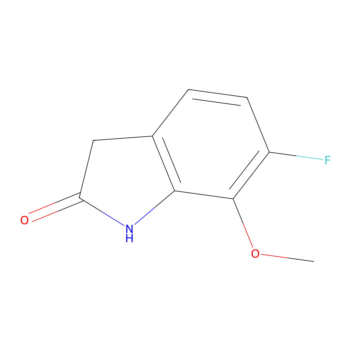 6-fluoro-7-methoxy-2,3-dihydro-1H-indol-2-one molecular structure, CAS 1260913-47-0