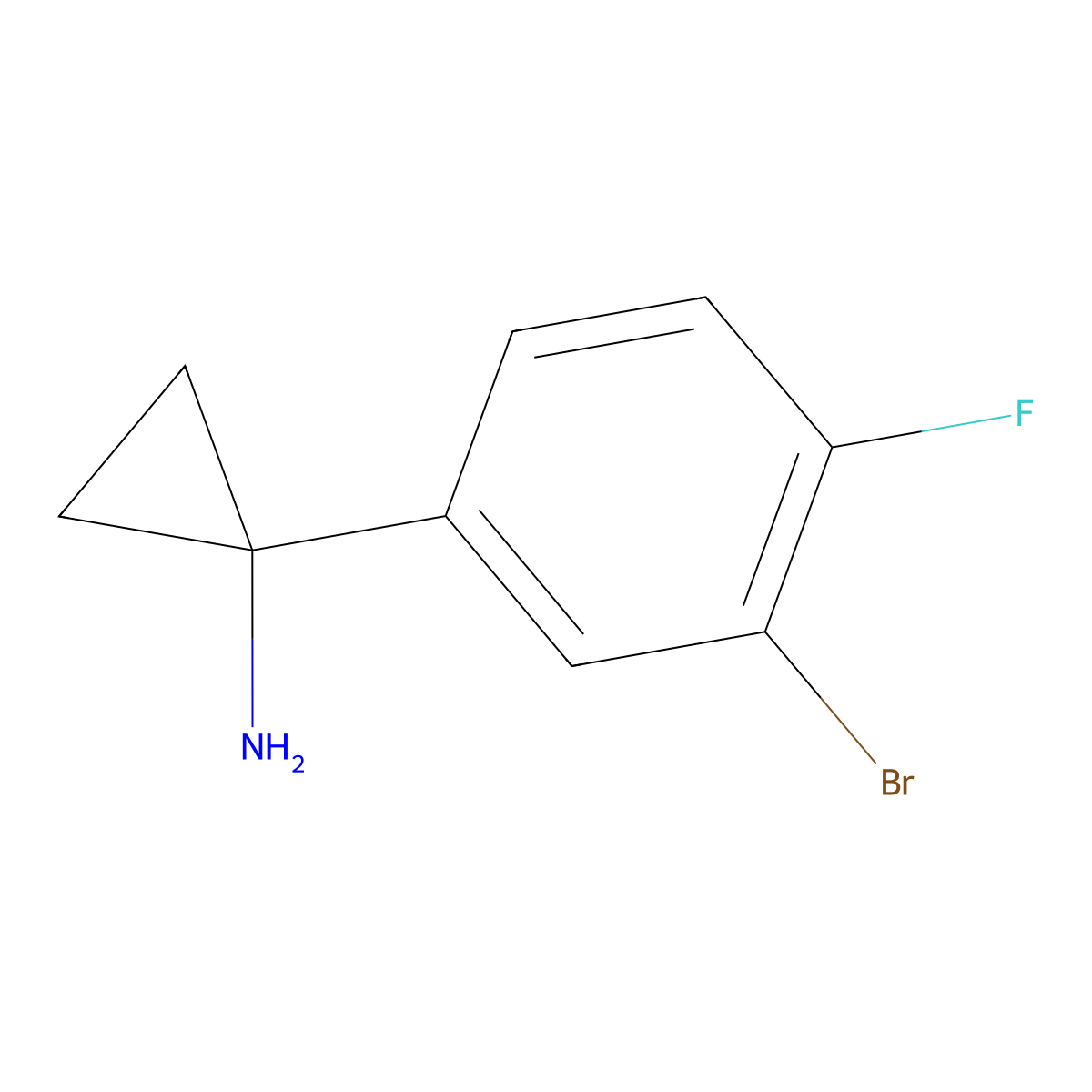 1-(3-Bromo-4-fluorophenyl)cyclopropan-1-amine molecular structure, CAS 1260913-50-5
