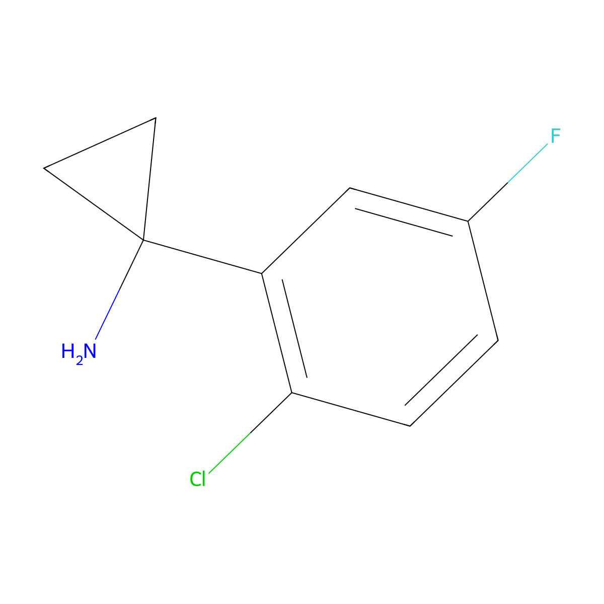 1-(2-Chloro-5-fluorophenyl)cyclopropan-1-amine molecular structure, CAS 1260913-52-7