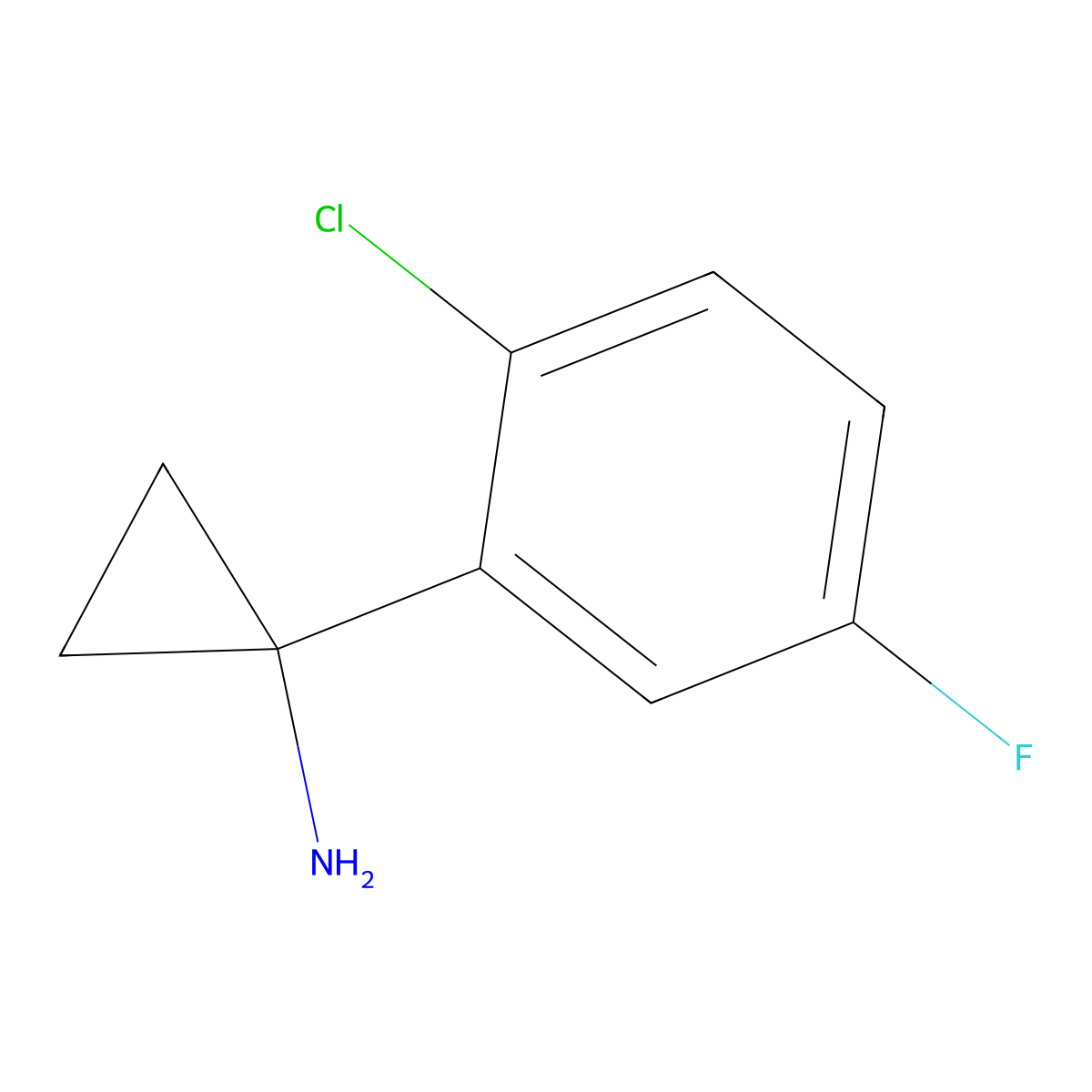 1-(2-Chloro-5-fluorophenyl)cyclopropan-1-amine molecular structure, CAS 1260913-52-7