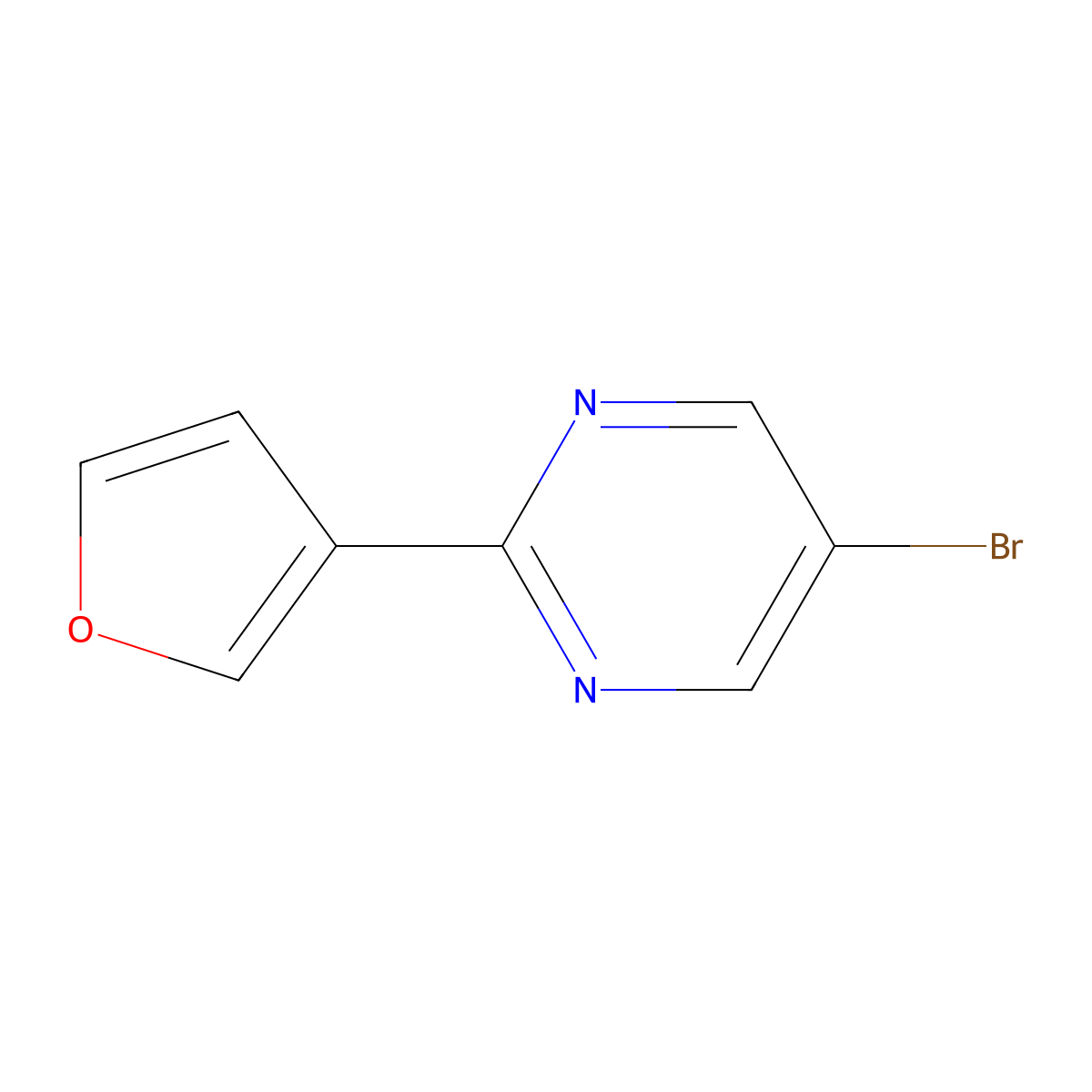 5-Bromo-2-(3-furyl)pyrimidine molecular structure, CAS 1260913-59-4