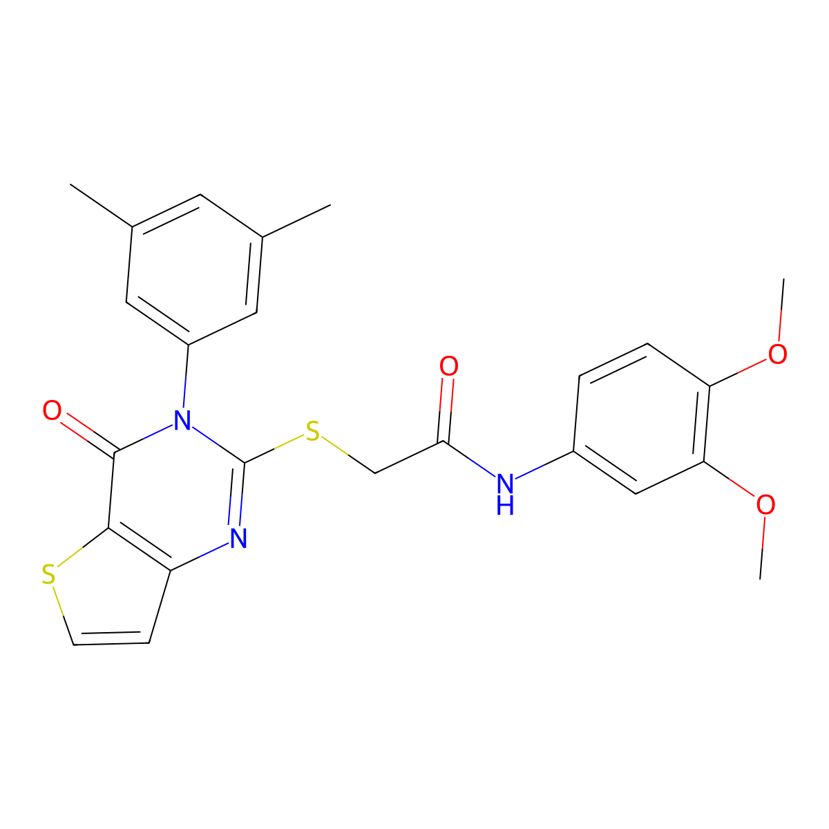 N-(3,4-dimethoxyphenyl)-2-{[3-(3,5-dimethylphenyl)-4-oxo-3,4-dihydrothieno[3,2-d]pyrimidin-2-yl]sulfanyl}acetamide molecular structure, CAS 1260913-81-2