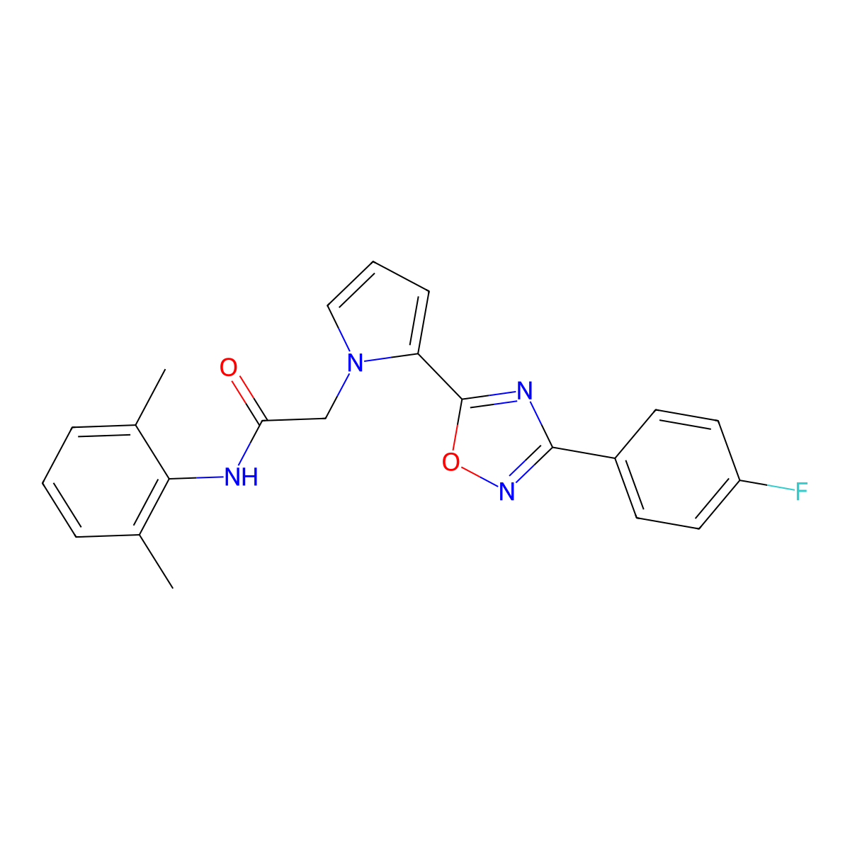 N-(2,6-dimethylphenyl)-2-{2-[3-(4-fluorophenyl)-1,2,4-oxadiazol-5-yl]-1H-pyrrol-1-yl}acetamide molecular structure, CAS 1260914-52-0
