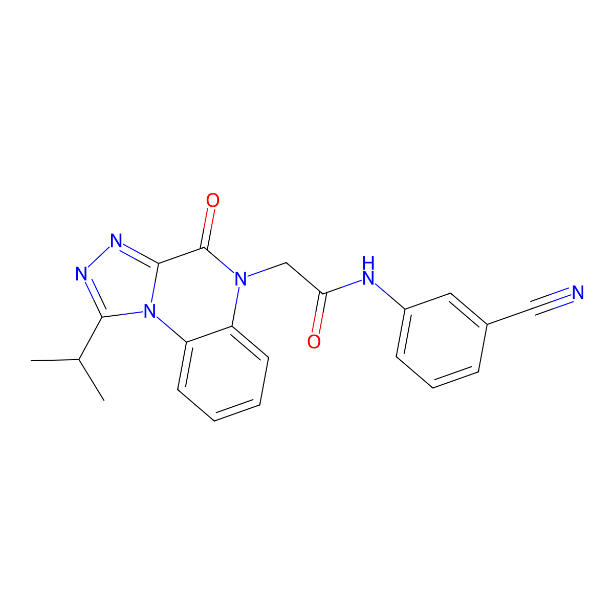 N-(3-cyanophenyl)-2-(1-isopropyl-4-oxo-[1,2,4]triazolo[4,3-a]quinoxalin-5(4H)-yl)acetamide molecular structure, CAS 1260915-05-6