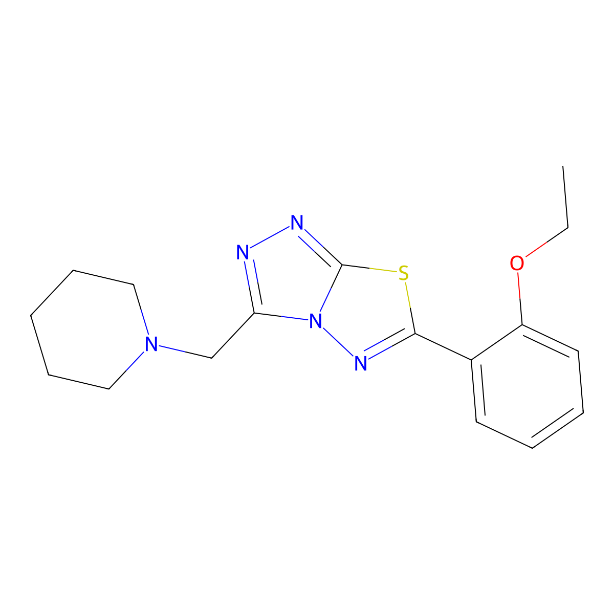 6-(2-Ethoxyphenyl)-3-(piperidin-1-ylmethyl)[1,2,4]triazolo[3,4-b][1,3,4]thiadiazole molecular structure, CAS 1260915-07-8
