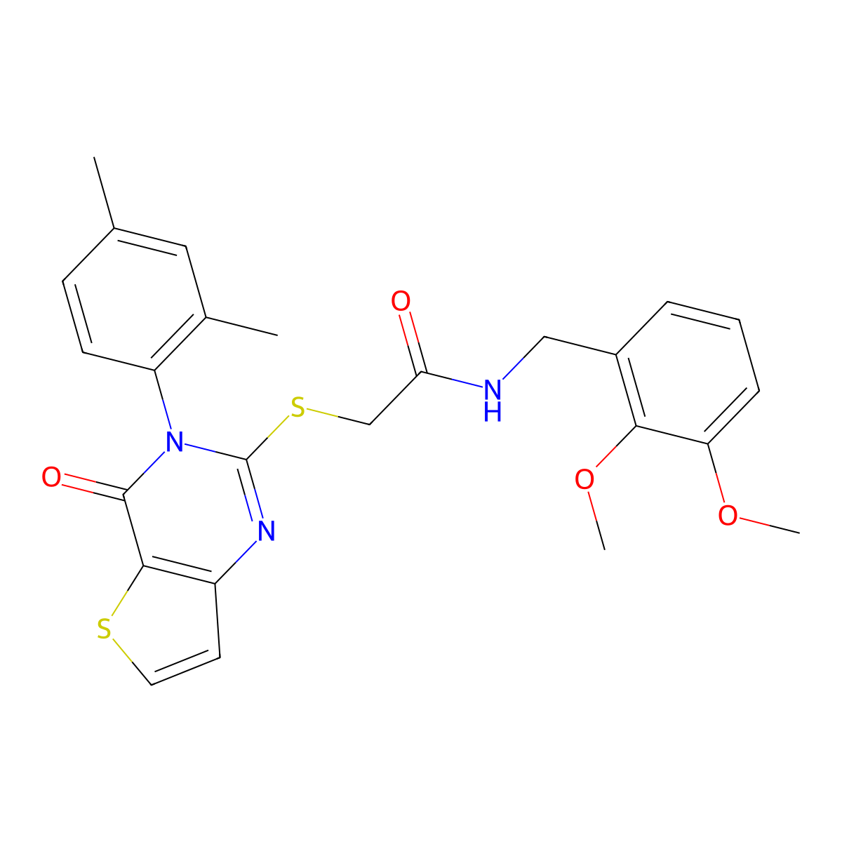N-(2,3-dimethoxybenzyl)-2-{[3-(2,4-dimethylphenyl)-4-oxo-3,4-dihydrothieno[3,2-d]pyrimidin-2-yl]sulfanyl}acetamide molecular structure, CAS 1260915-27-2