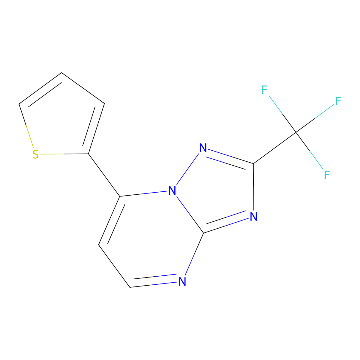 7-(Thiophen-2-yl)-2-(trifluoromethyl)[1,2,4]triazolo[1,5-a]pyrimidine molecular structure, CAS 1260915-48-7