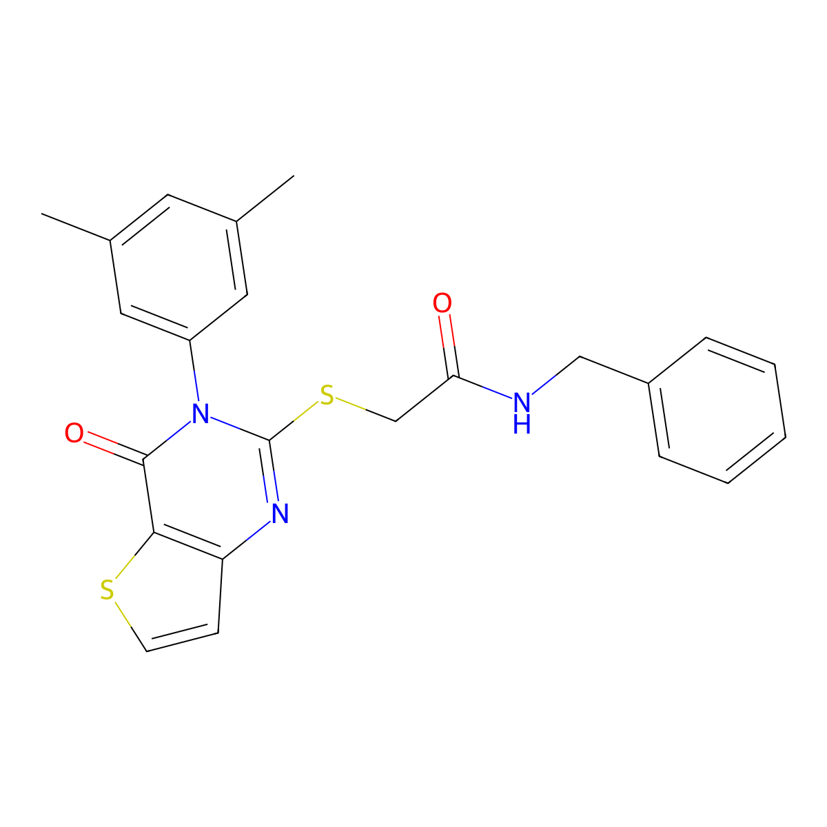 N-benzyl-2-{[3-(3,5-dimethylphenyl)-4-oxo-3,4-dihydrothieno[3,2-d]pyrimidin-2-yl]sulfanyl}acetamide molecular structure, CAS 1260915-61-4