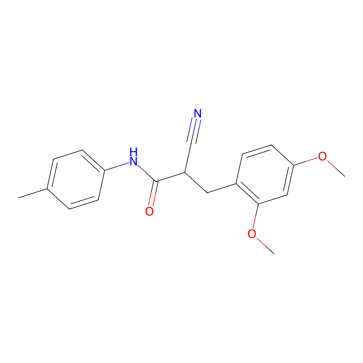 2-cyano-3-(2,4-dimethoxyphenyl)-N-(4-methylphenyl)propanamide molecular structure, CAS 1260915-99-8