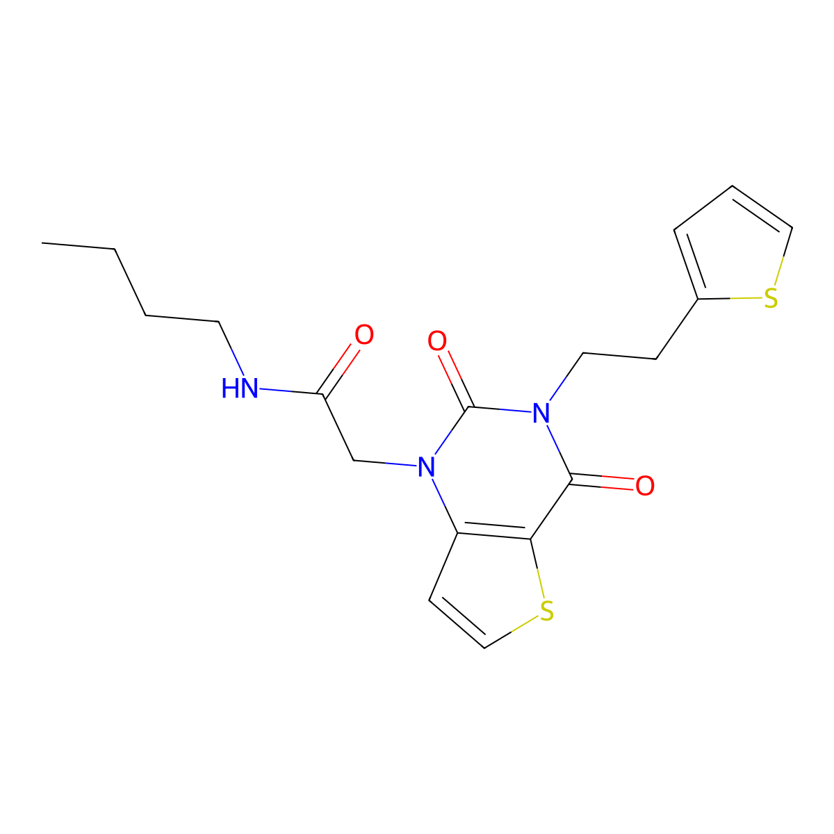 N-butyl-2-(2,4-dioxo-3-(2-(thiophen-2-yl)ethyl)-3,4-dihydrothieno[3,2-d]pyrimidin-1(2H)-yl)acetamide molecular structure, CAS 1260916-49-1