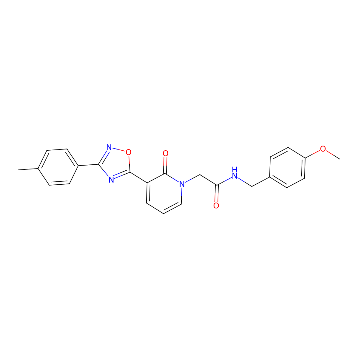 N-(4-methoxybenzyl)-2-[3-[3-(4-methylphenyl)-1,2,4-oxadiazol-5-yl]-2-oxopyridin-1(2H)-yl]acetamide molecular structure, CAS 1260916-74-2