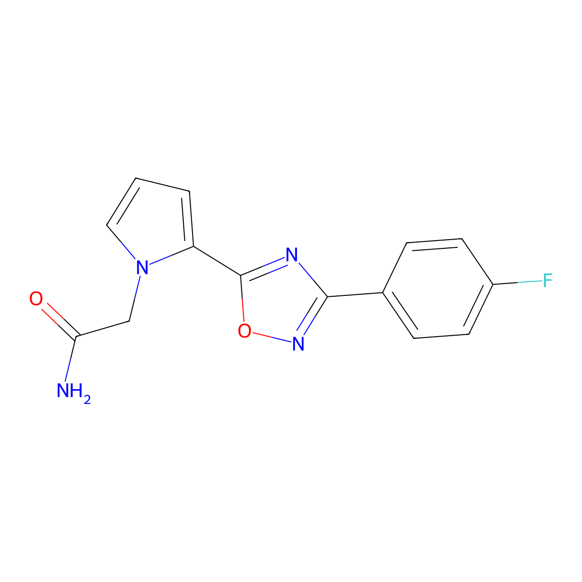 2-(2-(3-(4-fluorophenyl)-1,2,4-oxadiazol-5-yl)-1H-pyrrol-1-yl)acetamide molecular structure, CAS 1260916-88-8