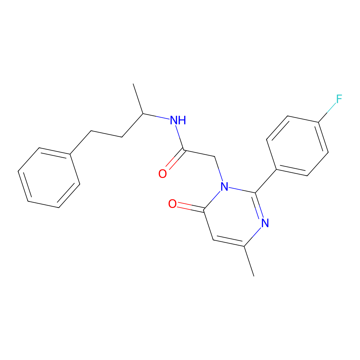 2-[2-(4-fluorophenyl)-4-methyl-6-oxo-1(6H)-pyrimidinyl]-N-(1-methyl-3-phenylpropyl)acetamide molecular structure, CAS 1260916-99-1