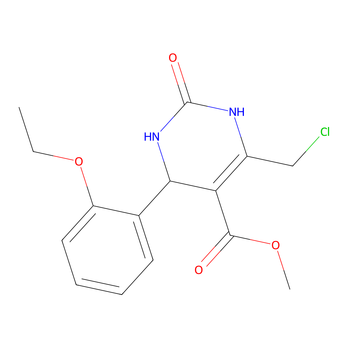 Methyl 6-(chloromethyl)-4-(2-ethoxyphenyl)-2-oxo-1,2,3,4-tetrahydropyrimidine-5-carboxylate molecular structure, CAS 1260917-13-2