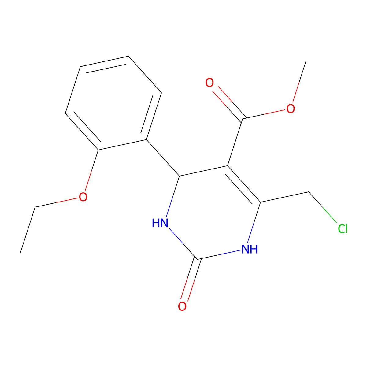 Methyl 6-(chloromethyl)-4-(2-ethoxyphenyl)-2-oxo-1,2,3,4-tetrahydropyrimidine-5-carboxylate molecular structure, CAS 1260917-13-2