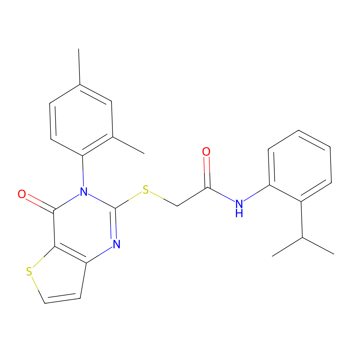 2-{[3-(2,4-dimethylphenyl)-4-oxo-3,4-dihydrothieno[3,2-d]pyrimidin-2-yl]sulfanyl}-N-[2-(propan-2-yl)phenyl]acetamide molecular structure, CAS 1260918-49-7
