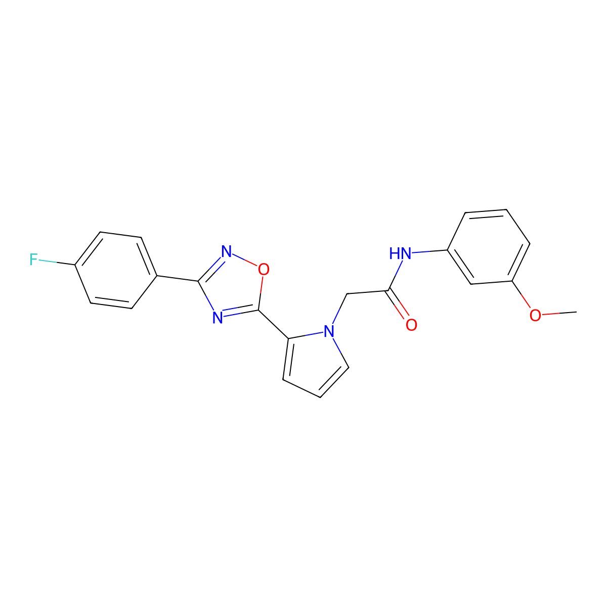 2-{2-[3-(4-fluorophenyl)-1,2,4-oxadiazol-5-yl]-1H-pyrrol-1-yl}-N-(3-methoxyphenyl)acetamide molecular structure, CAS 1260918-56-6