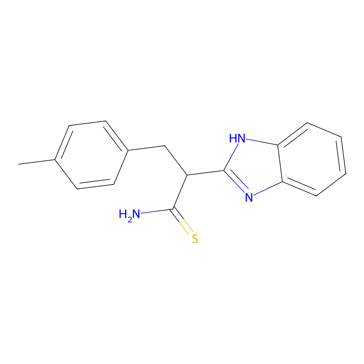 2-(1H-benzimidazol-2-yl)-3-(4-methylphenyl)propanethioamide molecular structure, CAS 1260918-73-7