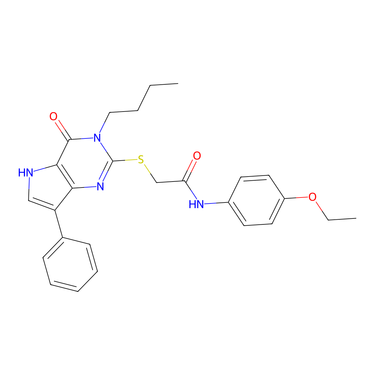 2-[(3-butyl-4-oxo-7-phenyl-4,5-dihydro-3H-pyrrolo[3,2-d]pyrimidin-2-yl)sulfanyl]-N-(4-ethoxyphenyl)acetamide molecular structure, CAS 1260918-91-9