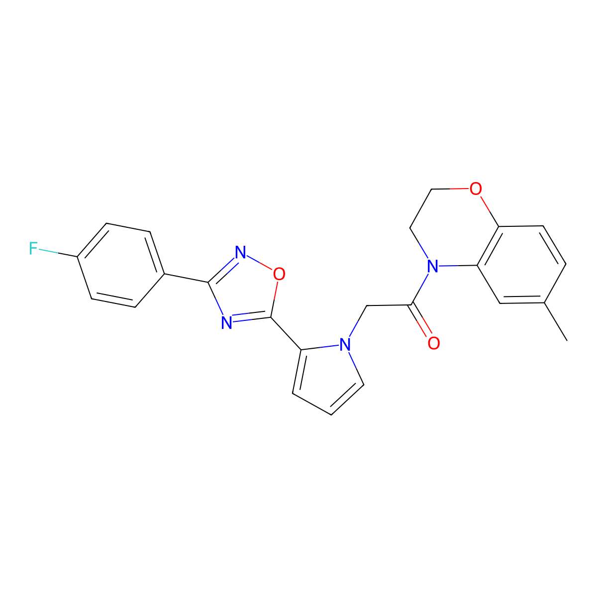 4-({2-[3-(4-fluorophenyl)-1,2,4-oxadiazol-5-yl]-1H-pyrrol-1-yl}acetyl)-6-methyl-3,4-dihydro-2H-1,4-benzoxazine molecular structure, CAS 1260919-10-5