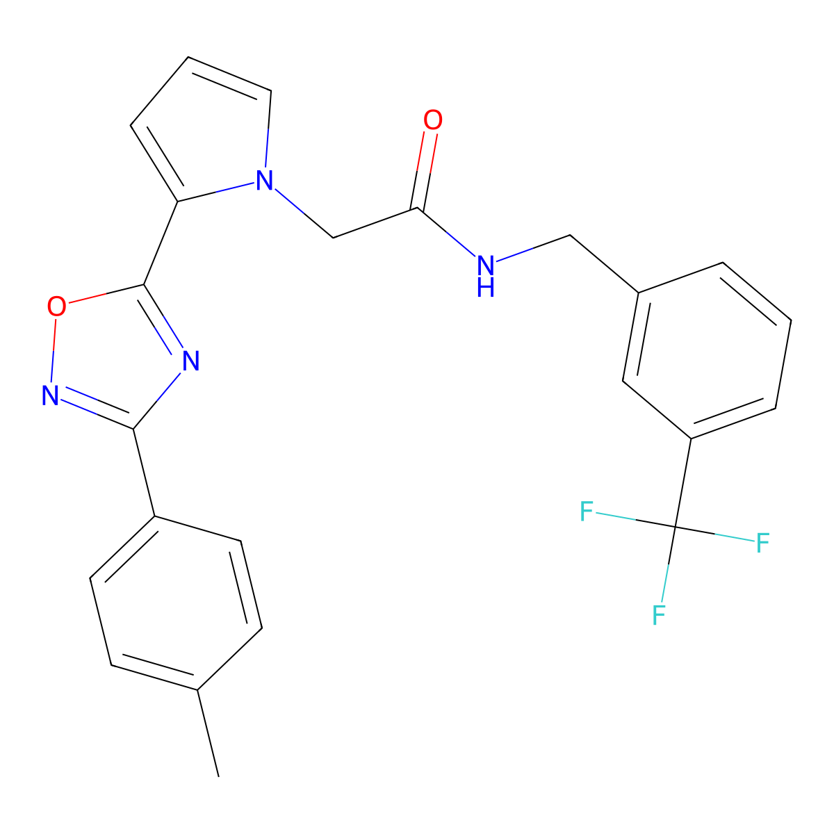 2-{2-[3-(4-methylphenyl)-1,2,4-oxadiazol-5-yl]-1H-pyrrol-1-yl}-N-[3-(trifluoromethyl)benzyl]acetamide molecular structure, CAS 1260919-31-0
