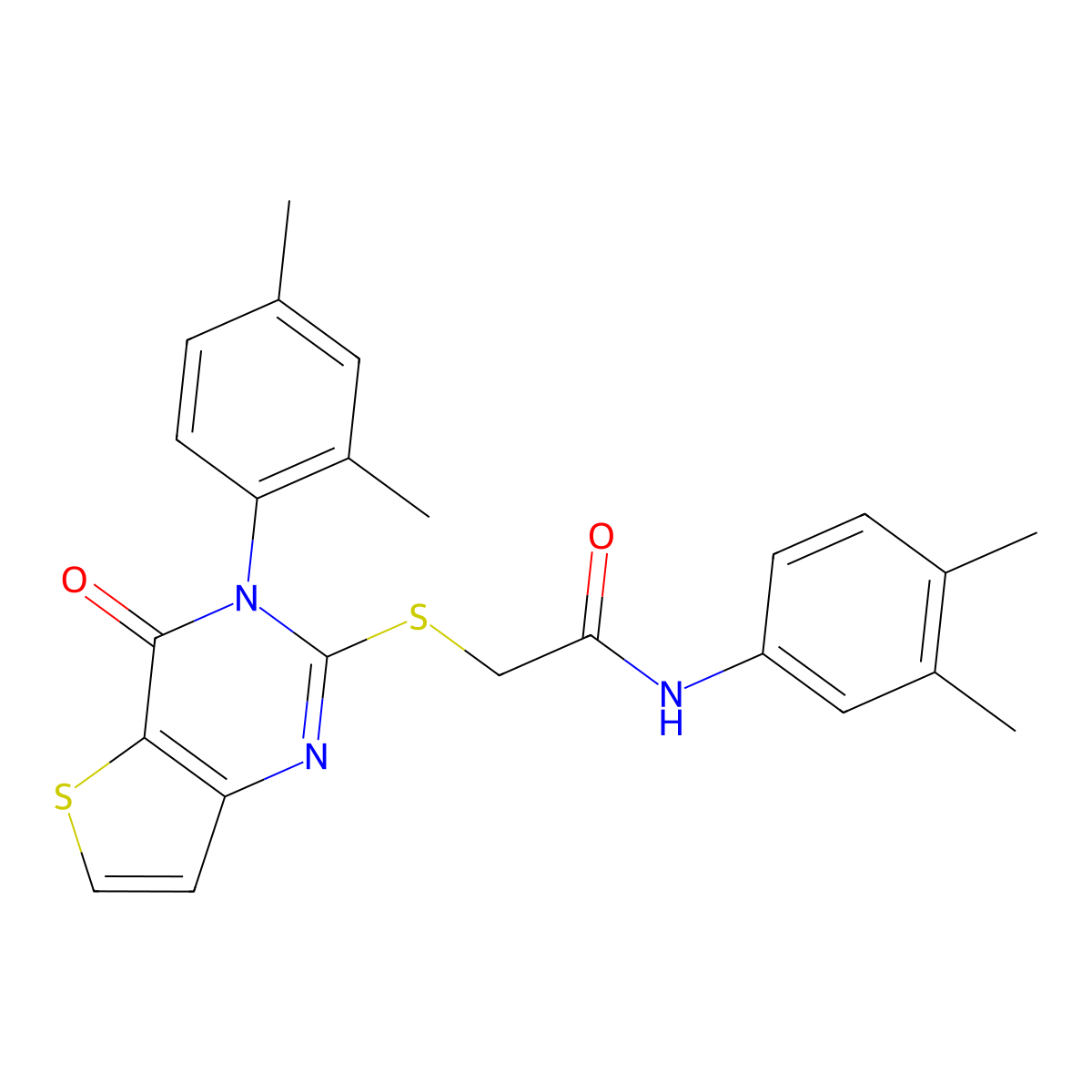 N-(3,4-dimethylphenyl)-2-{[3-(2,4-dimethylphenyl)-4-oxo-3,4-dihydrothieno[3,2-d]pyrimidin-2-yl]sulfanyl}acetamide molecular structure, CAS 1260919-60-5