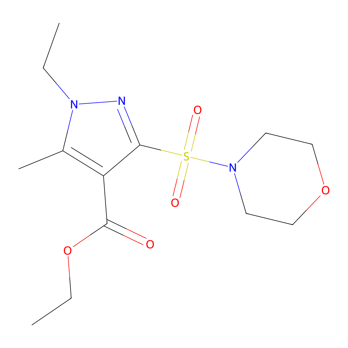 ethyl 1-ethyl-5-methyl-3-(morpholin-4-ylsulfonyl)-1H-pyrazole-4-carboxylate molecular structure, CAS 1260919-63-8