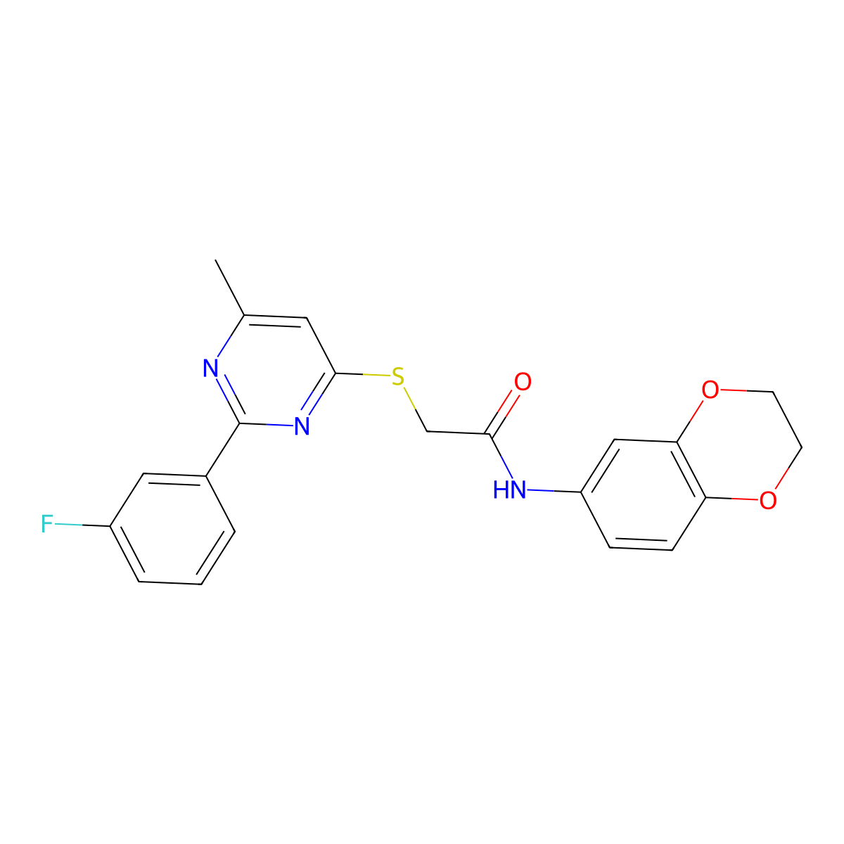 N-(2,3-dihydro-1,4-benzodioxin-6-yl)-2-{[2-(3-fluorophenyl)-6-methylpyrimidin-4-yl]sulfanyl}acetamide molecular structure, CAS 1260919-87-6