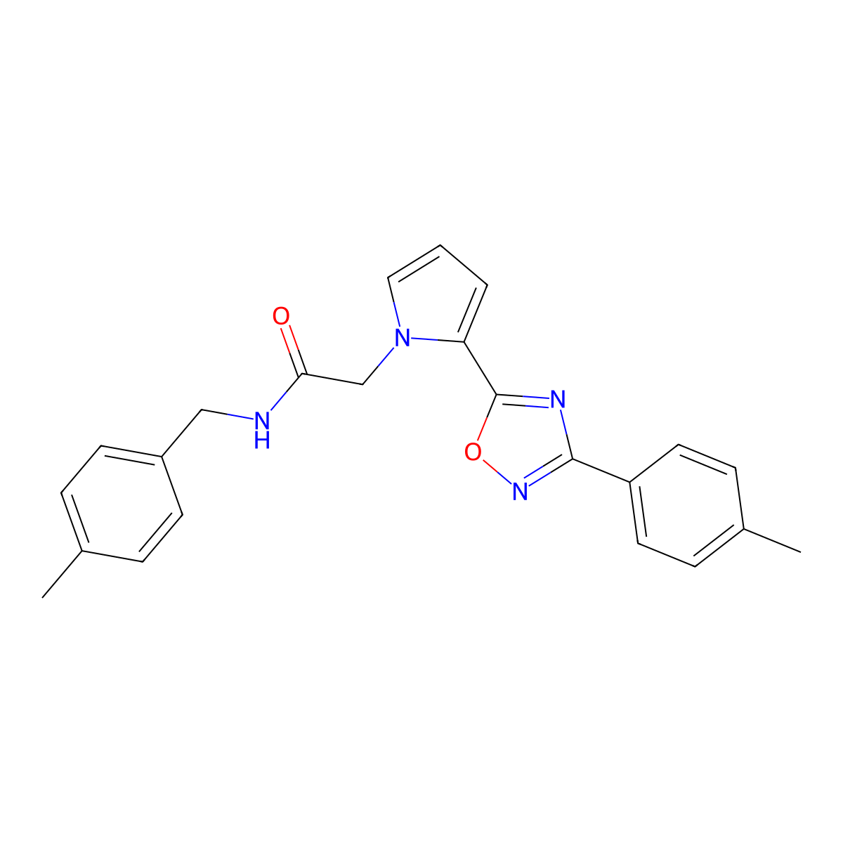 N-(4-methylbenzyl)-2-{2-[3-(4-methylphenyl)-1,2,4-oxadiazol-5-yl]-1H-pyrrol-1-yl}acetamide molecular structure, CAS 1260919-90-1