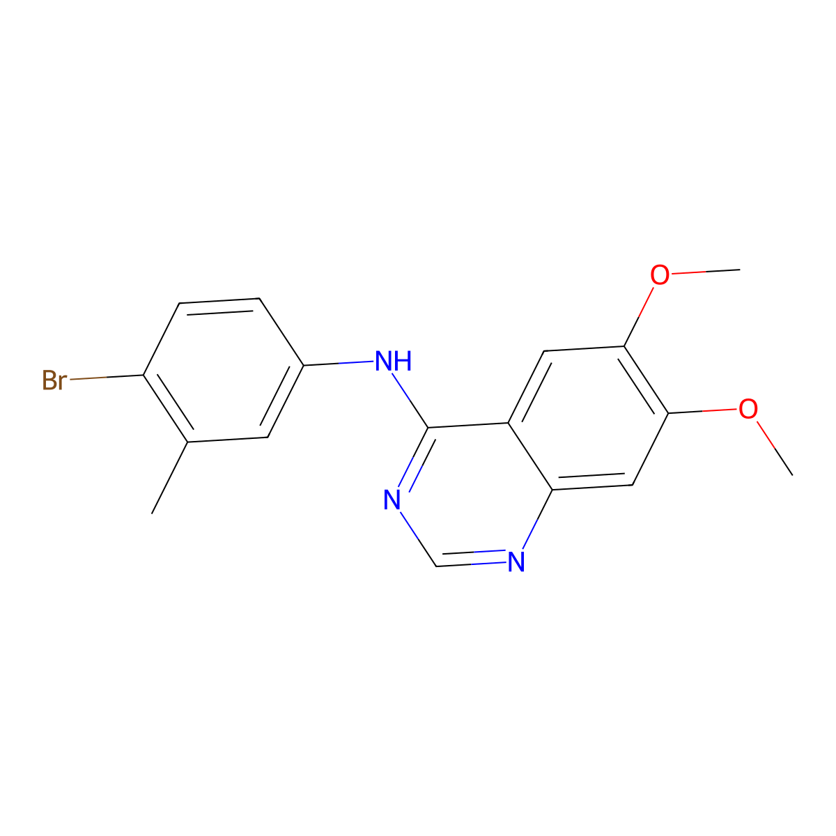 N-(4-bromo-3-methylphenyl)-6,7-dimethoxyquinazolin-4-amine molecular structure, CAS 1260919-91-2