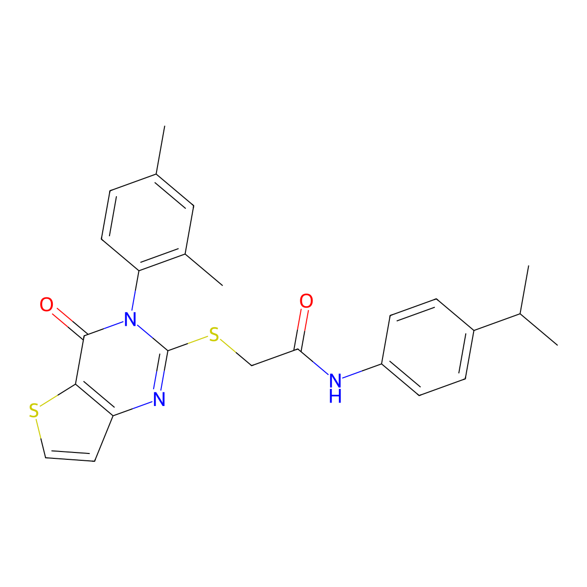 2-{[3-(2,4-dimethylphenyl)-4-oxo-3,4-dihydrothieno[3,2-d]pyrimidin-2-yl]sulfanyl}-N-[4-(propan-2-yl)phenyl]acetamide molecular structure, CAS 1260920-16-8