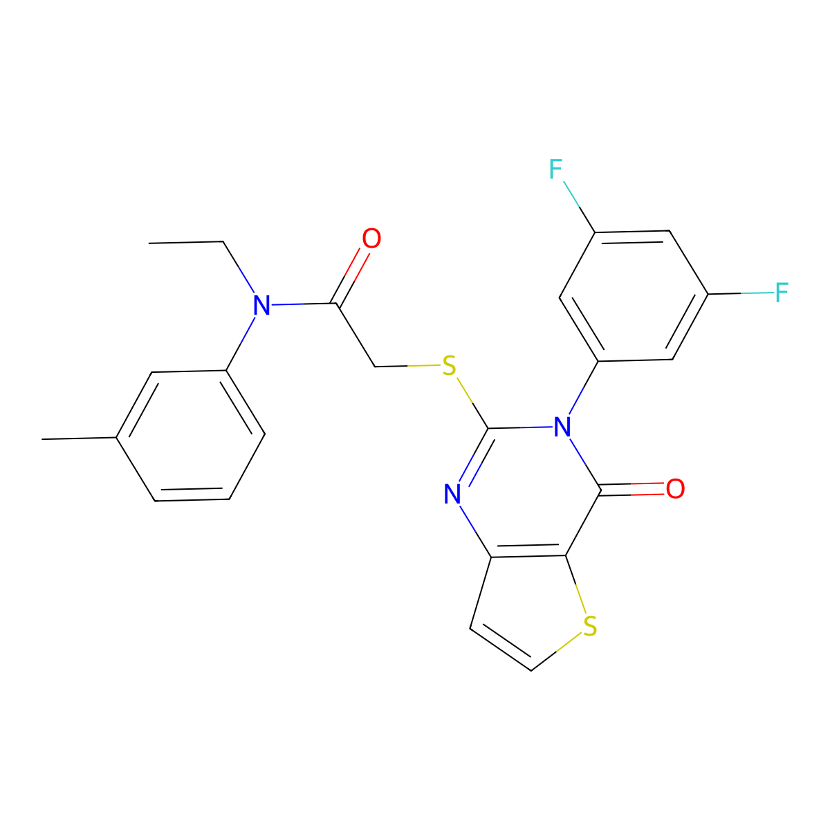 2-{[3-(3,5-difluorophenyl)-4-oxo-3,4-dihydrothieno[3,2-d]pyrimidin-2-yl]sulfanyl}-N-ethyl-N-(3-methylphenyl)acetamide molecular structure, CAS 1260920-29-3