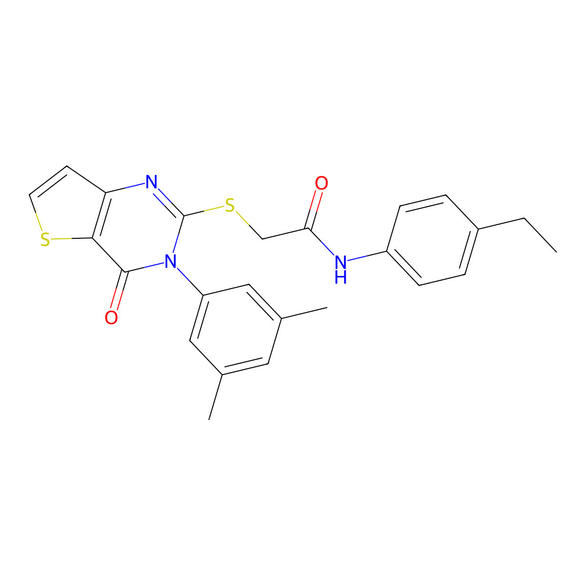 2-{[3-(3,5-dimethylphenyl)-4-oxo-3,4-dihydrothieno[3,2-d]pyrimidin-2-yl]sulfanyl}-N-(4-ethylphenyl)acetamide molecular structure, CAS 1260920-32-8