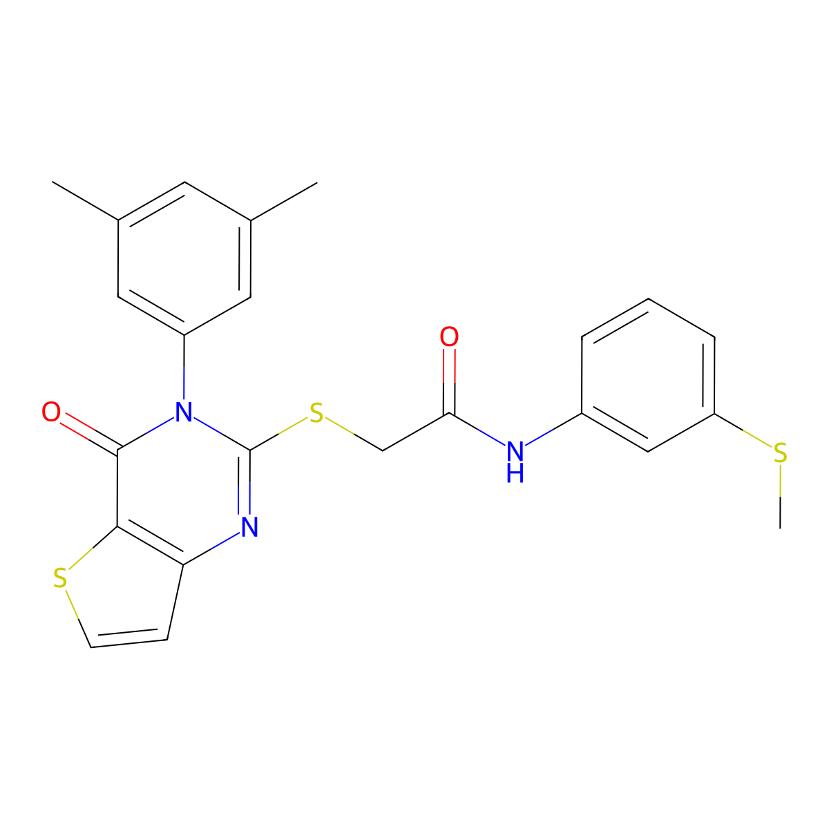 2-{[3-(3,5-dimethylphenyl)-4-oxo-3H,4H-thieno[3,2-d]pyrimidin-2-yl]sulfanyl}-N-[3-(methylsulfanyl)phenyl]acetamide molecular structure, CAS 1260920-36-2
