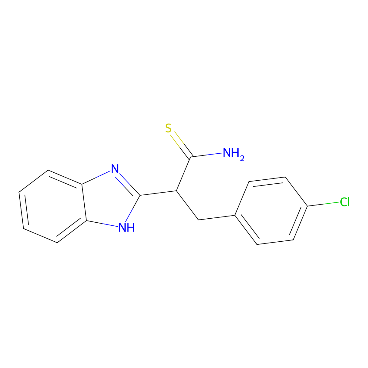 2-(1H-1,3-benzodiazol-2-yl)-3-(4-chlorophenyl)propanethioamide molecular structure, CAS 1260920-39-5