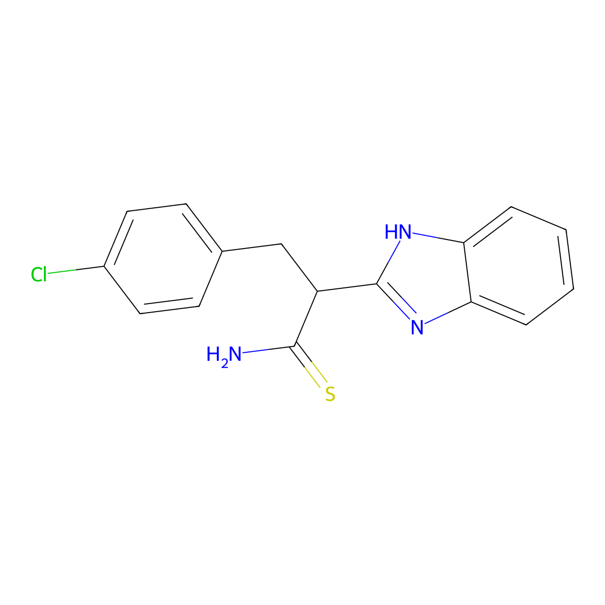 2-(1H-1,3-benzodiazol-2-yl)-3-(4-chlorophenyl)propanethioamide molecular structure, CAS 1260920-39-5