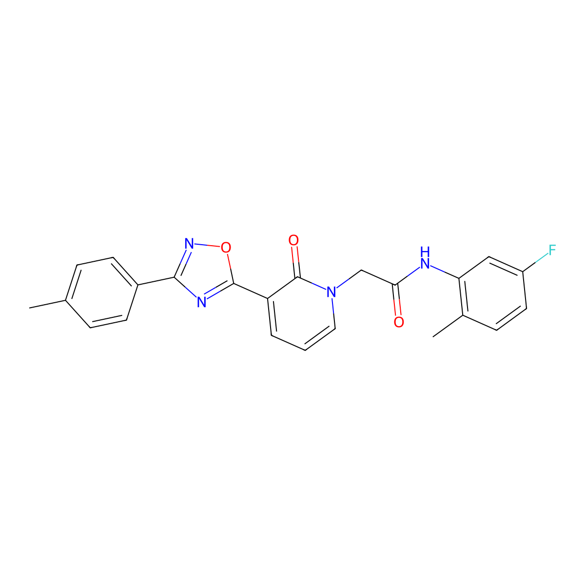 N-(5-fluoro-2-methylphenyl)-2-[3-[3-(4-methylphenyl)-1,2,4-oxadiazol-5-yl]-2-oxopyridin-1(2H)-yl]acetamide molecular structure, CAS 1260920-86-2