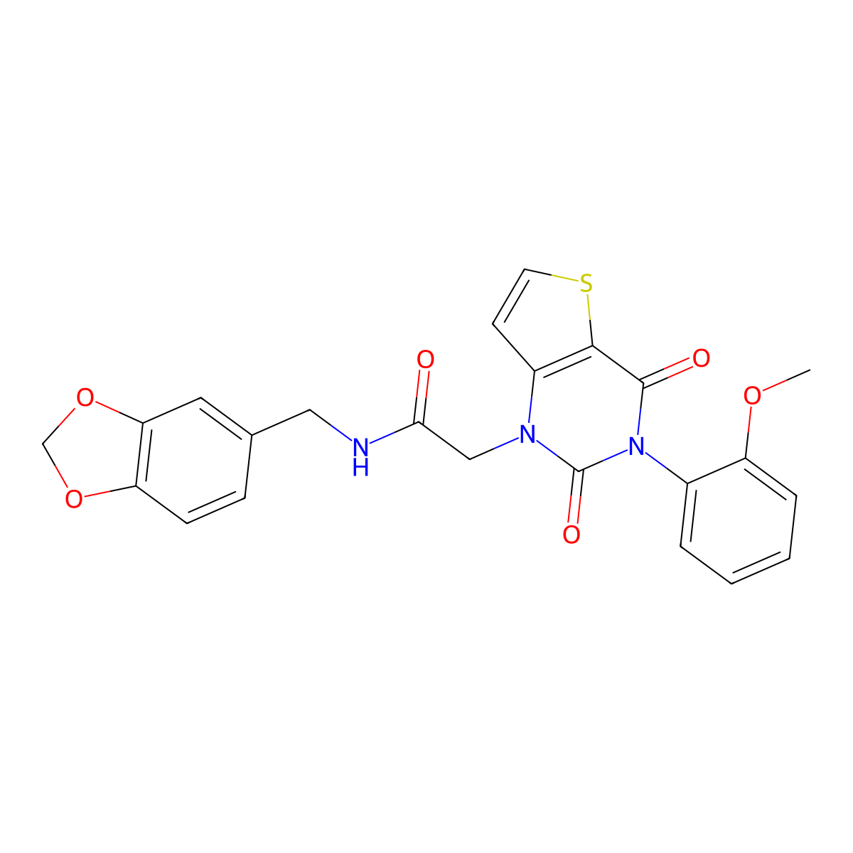 N-(1,3-benzodioxol-5-ylmethyl)-2-[3-(2-methoxyphenyl)-2,4-dioxo-3,4-dihydrothieno[3,2-d]pyrimidin-1(2H)-yl]acetamide molecular structure, CAS 1260921-06-9