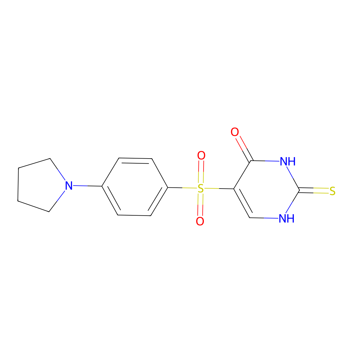 5-((4-(pyrrolidin-1-yl)phenyl)sulfonyl)-2-thioxo-2,3-dihydropyrimidin-4(1H)-one molecular structure, CAS 1260921-18-3