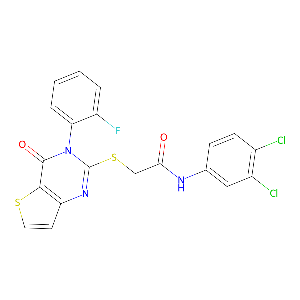 N-(3,4-dichlorophenyl)-2-{[3-(2-fluorophenyl)-4-oxo-3,4-dihydrothieno[3,2-d]pyrimidin-2-yl]sulfanyl}acetamide molecular structure, CAS 1260921-31-0