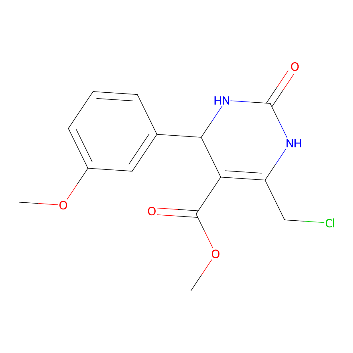 Methyl 6-(chloromethyl)-4-(3-methoxyphenyl)-2-oxo-1,2,3,4-tetrahydropyrimidine-5-carboxylate molecular structure, CAS 1260921-36-5