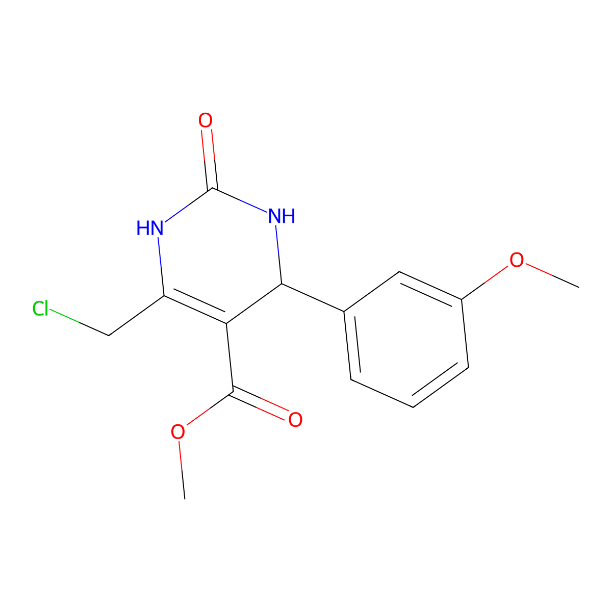 Methyl 6-(chloromethyl)-4-(3-methoxyphenyl)-2-oxo-1,2,3,4-tetrahydropyrimidine-5-carboxylate molecular structure, CAS 1260921-36-5