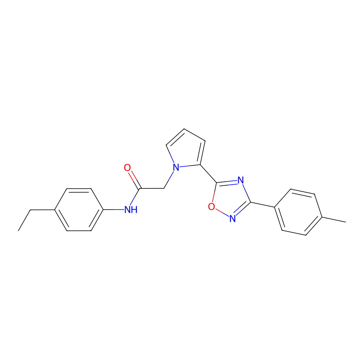 N-(4-ethylphenyl)-2-{2-[3-(4-methylphenyl)-1,2,4-oxadiazol-5-yl]-1H-pyrrol-1-yl}acetamide molecular structure, CAS 1260921-48-9