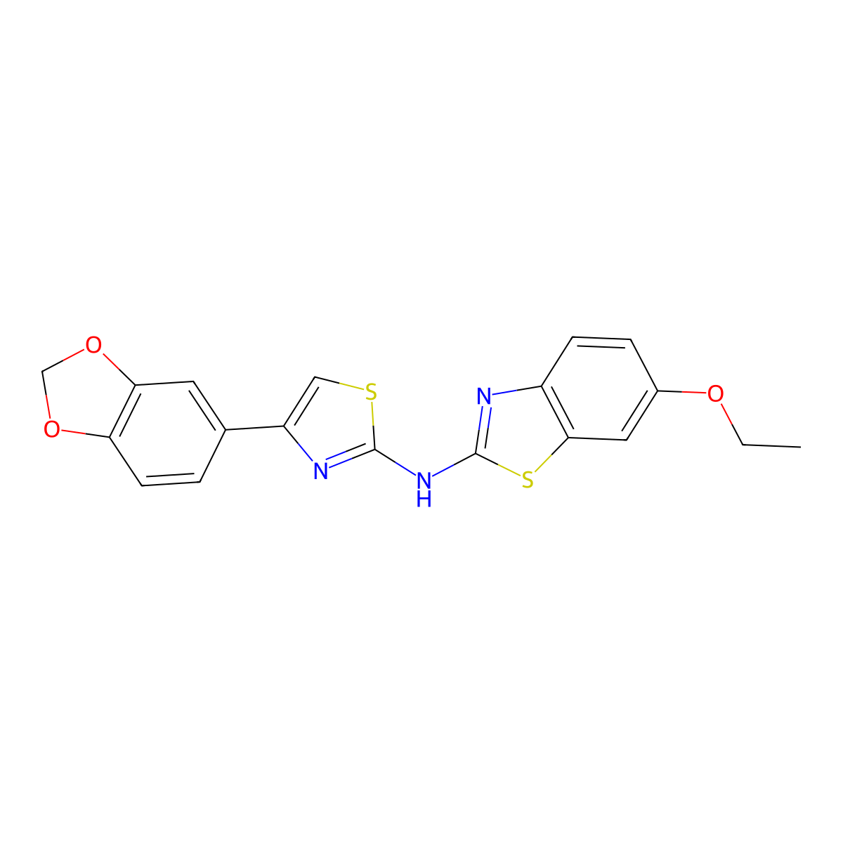N-[4-(1,3-benzodioxol-5-yl)-1,3-thiazol-2-yl]-6-ethoxy-1,3-benzothiazol-2-amine molecular structure, CAS 1260921-65-0