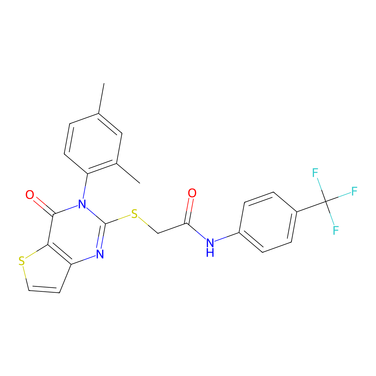 2-{[3-(2,4-dimethylphenyl)-4-oxo-3,4-dihydrothieno[3,2-d]pyrimidin-2-yl]sulfanyl}-N-[4-(trifluoromethyl)phenyl]acetamide molecular structure, CAS 1260921-98-9