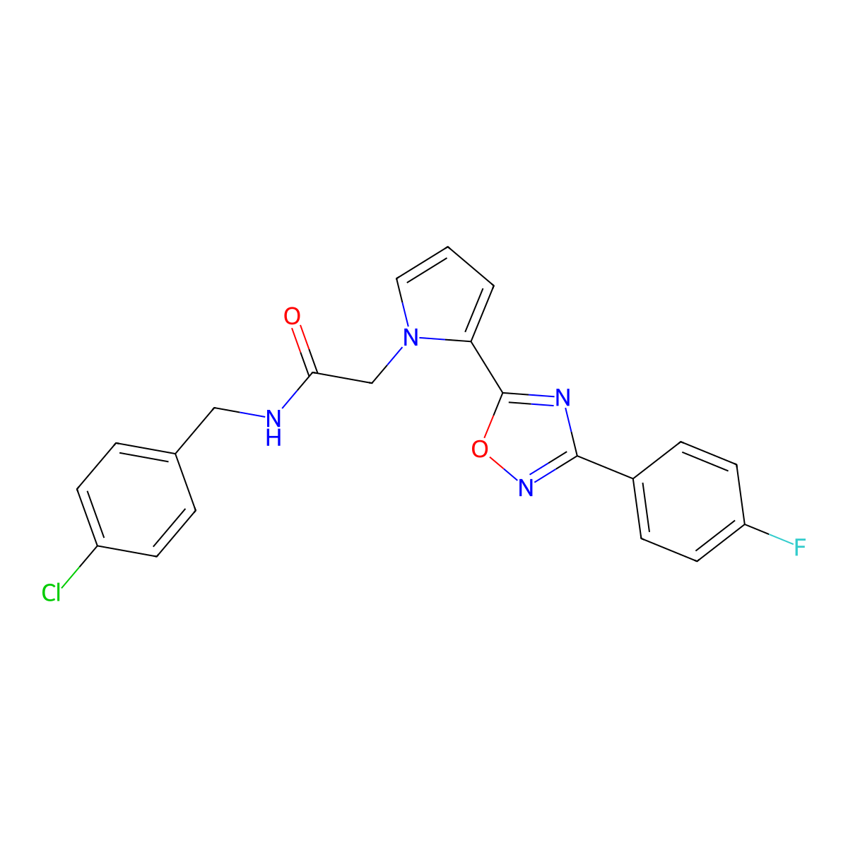 N-(4-chlorobenzyl)-2-{2-[3-(4-fluorophenyl)-1,2,4-oxadiazol-5-yl]-1H-pyrrol-1-yl}acetamide molecular structure, CAS 1260922-82-4