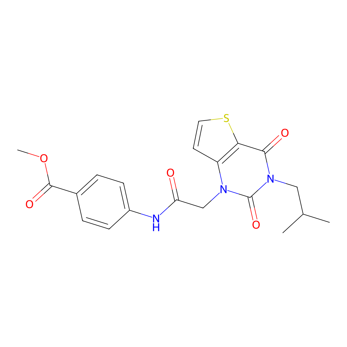methyl 4-({[3-(2-methylpropyl)-2,4-dioxo-3,4-dihydrothieno[3,2-d]pyrimidin-1(2H)-yl]acetyl}amino)benzoate molecular structure, CAS 1260923-35-0
