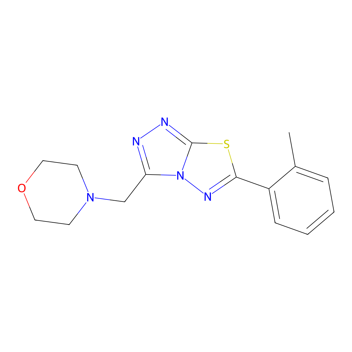 6-(2-Methylphenyl)-3-(morpholin-4-ylmethyl)[1,2,4]triazolo[3,4-b][1,3,4]thiadiazole molecular structure, CAS 1260923-45-2
